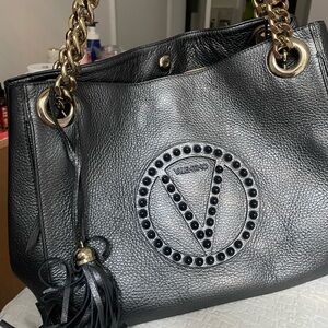 Valentino Black Studded Leather Shoulder Bag